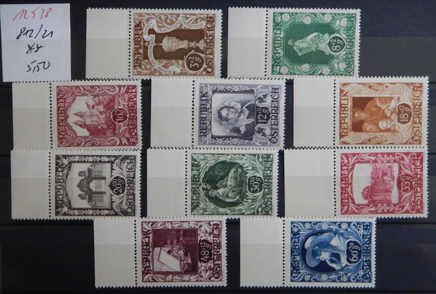 Tutti i francobolli: Österreich Kat. 812-821 ** 1946 – Usato da Zürich venduto da Muehlekauf