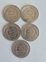 5 x 25 Reichspfennig 4x 1910 + 1x 1909