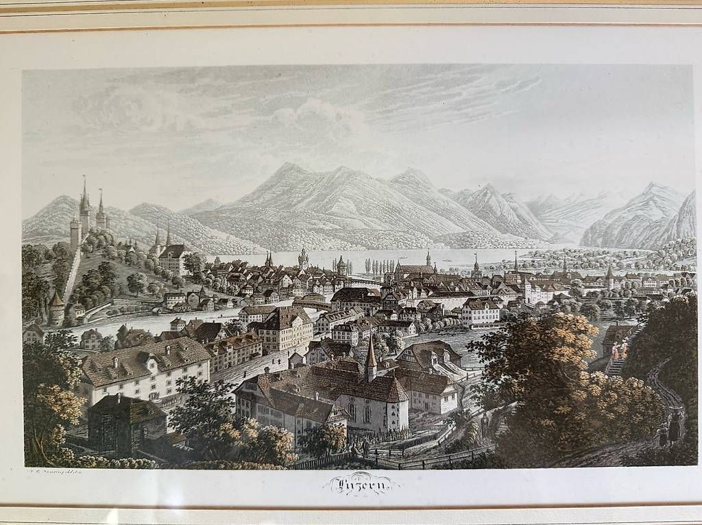 Stiche: Wunderschöner Stich von Luzern 1832 – Gebraucht aus Rothenburg von Pilatus_6023 3