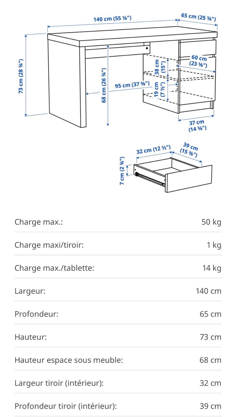 Ikea Schreibtische: Bureau IKEA  MALM aspect Chêne – Gebraucht aus Genève von virgnia 2