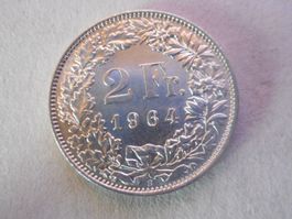 2 Fr. 1964 silber  unz/stgl