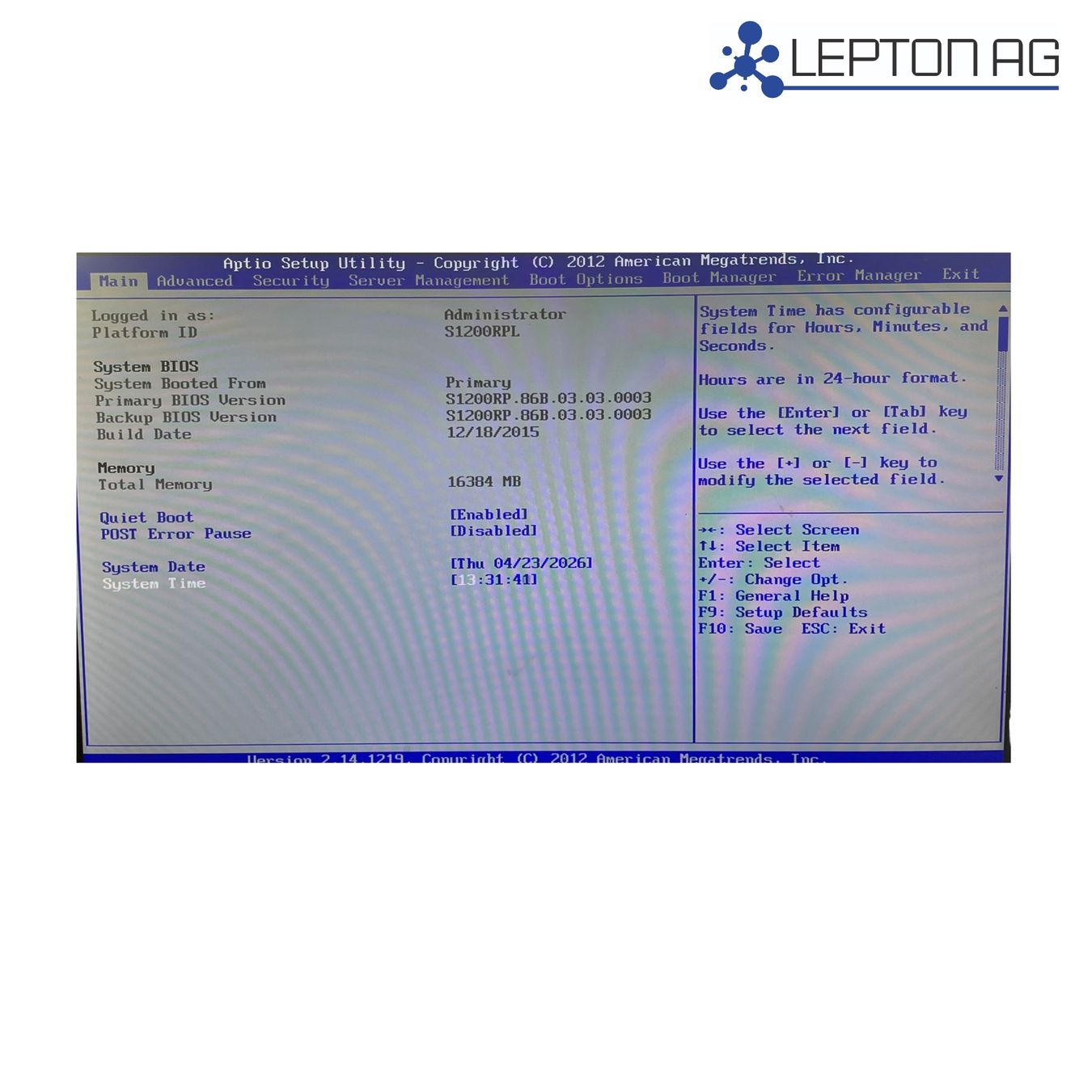 Server: AVAGO Aptio Raid Server/ Xeon-E3-1276 v3/16GB – Usato da Niederdorf venduto da LeptonAG 5