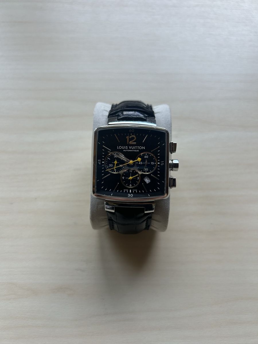 Louis Vuitton Orologi: Louis Vuitton Watch Chronograph Automatic Black Leather Band – Nuovo (secondo la descrizione) da Roggwil BE venduto da PJ-STORE