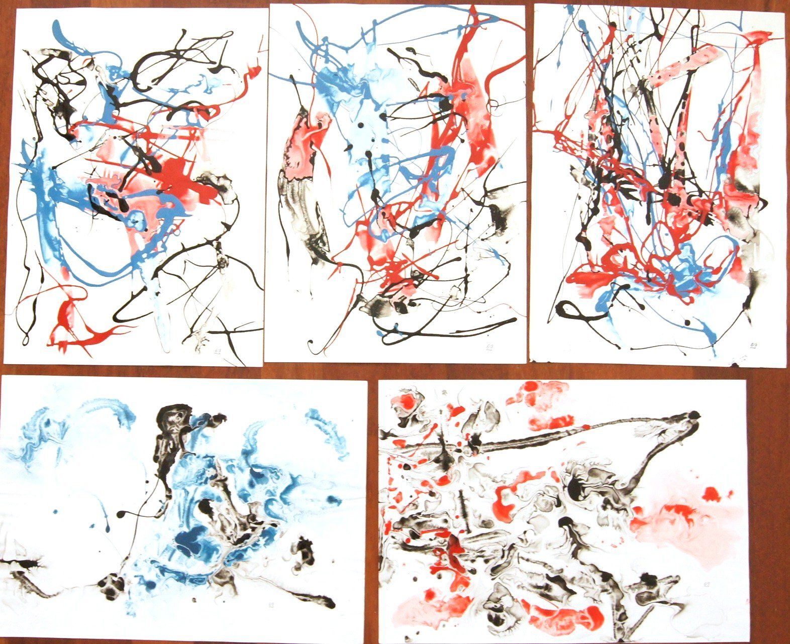 Dipinti: Serie 10 Informel Gemälde auf Papier, A3 Format – Usato da Fribourg venduto da erw_68dx