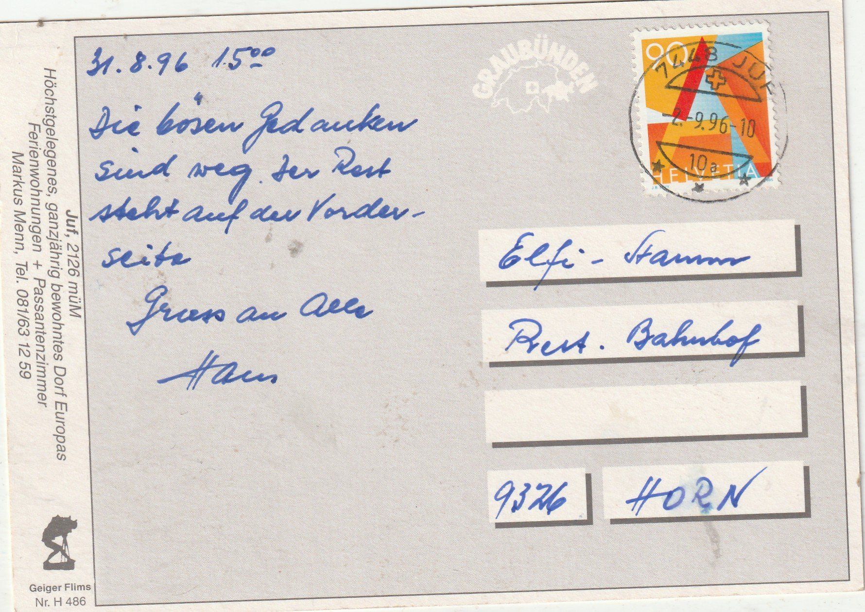 Cartes postales: Juf GR – D'occasion à Lumbrein par made02 1