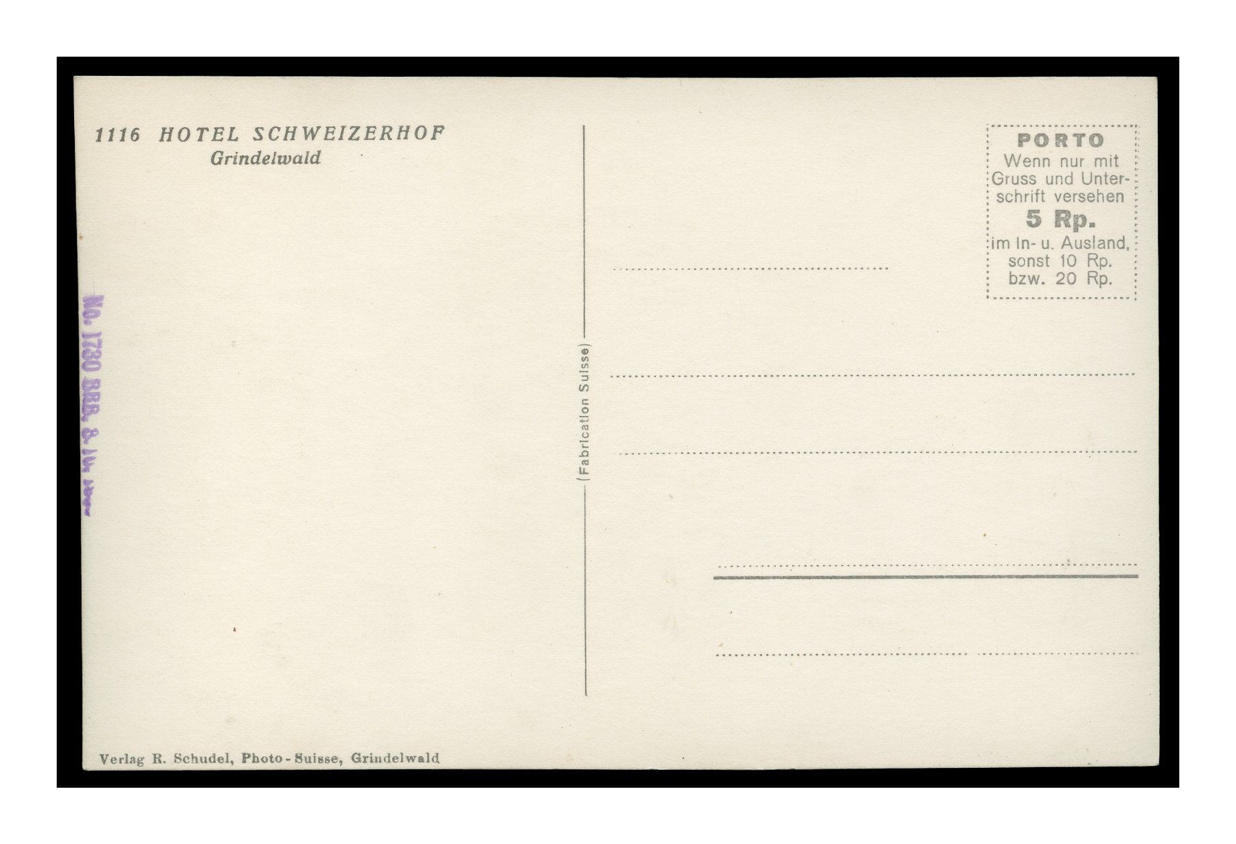 Cartoline postali: GRINDELWALD - 1939 "Hôtel Schweizerhof" – Usato da Onex venduto da Lagorel01 1