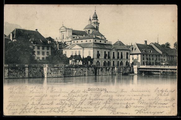 Cartoline postali: Solothurn, Uferpartie mit Kirche und H – Usato da Berlin venduto da bartko-reher