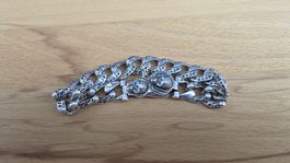 Armband Totenkopf Silber 925 mit blauen Steinen 22 cm