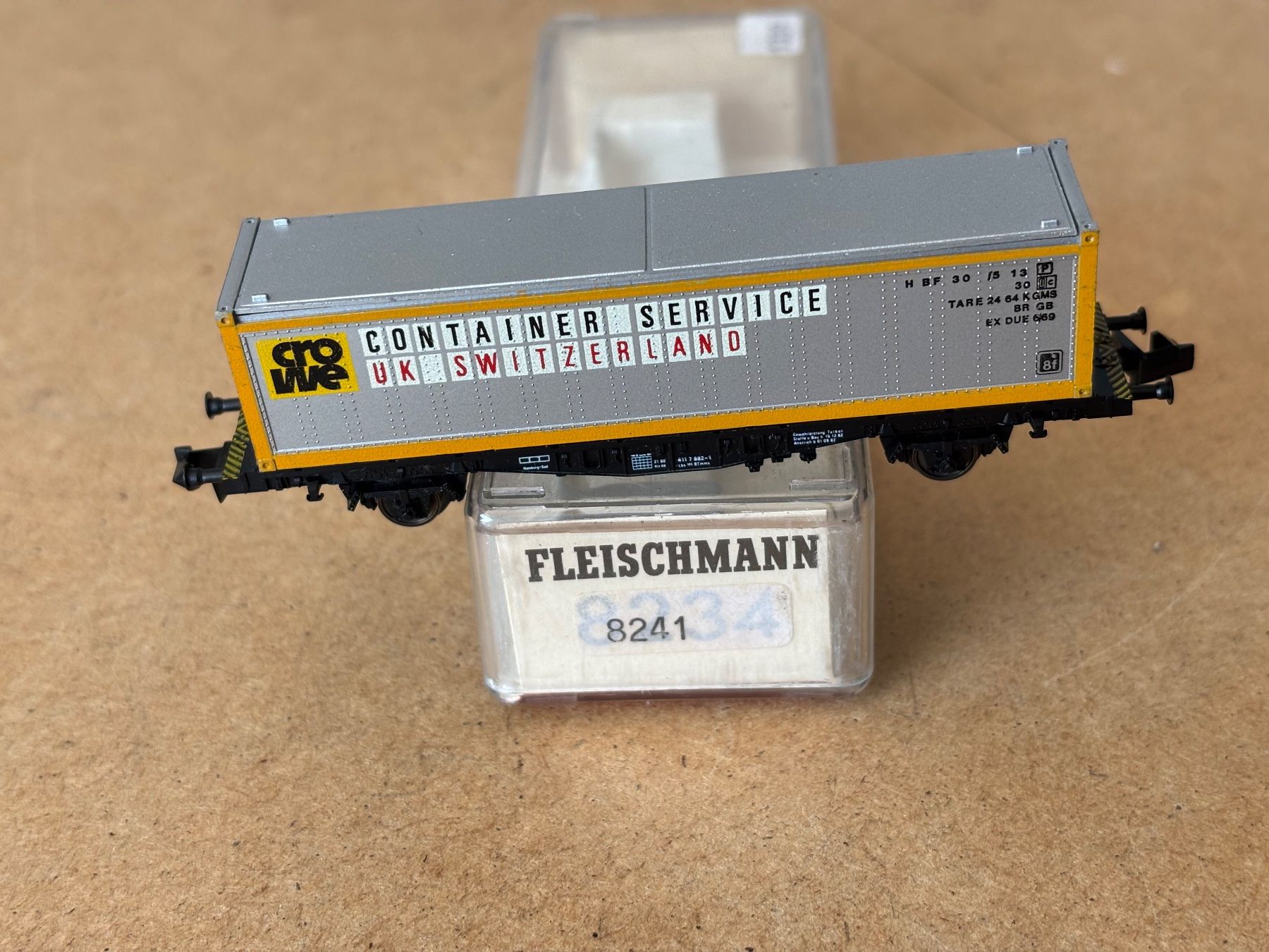 Fleischmann Modellini di ferrovie: Fleiscmann 8241 Containerwagen CROWE – Nuovo (secondo la descrizione) da Hauterive NE venduto da eriamch