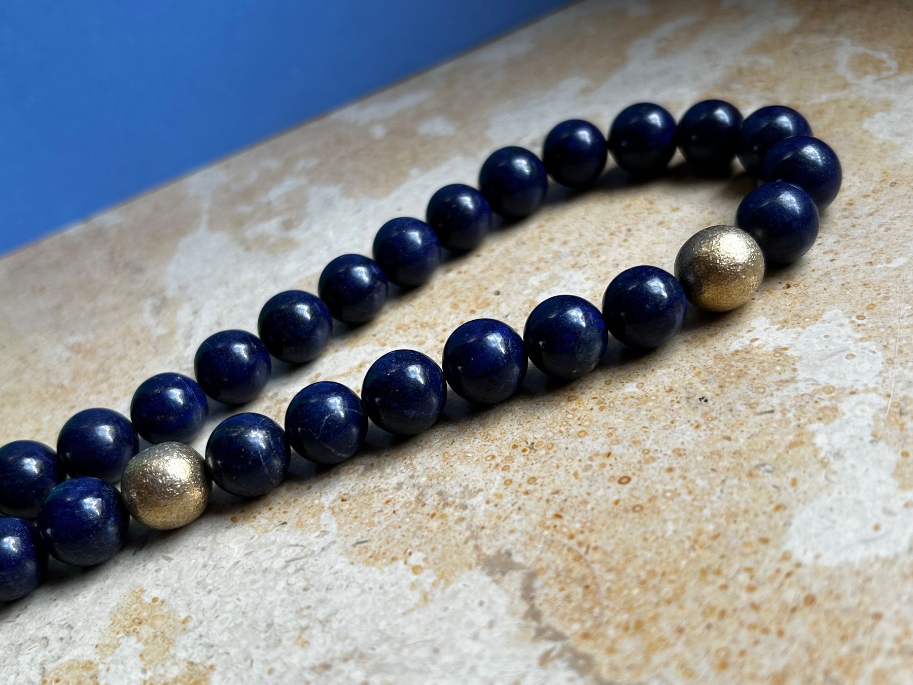 Catenine: Lapislazuli Kette goldene Elemente (52cm) – Usato da Laufen venduto da belleskulptur 7