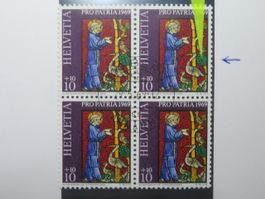 Abart Pro Patria B 142.2.01 schwarzer waagr. Strich i. Laub