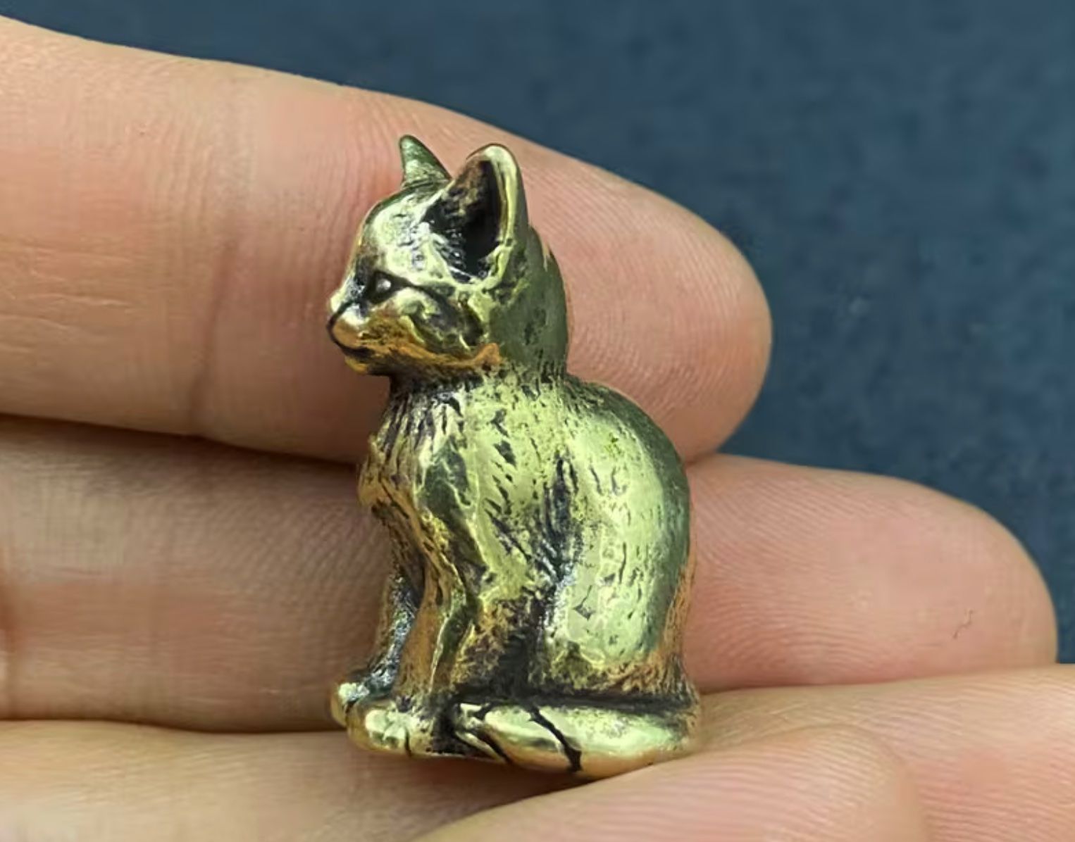 Figuren: Sitzende Katze aus massivem Messing – Miniaturfigur – Neu (gemäss Beschreibung) aus Langenthal von Seelenfreunde 5