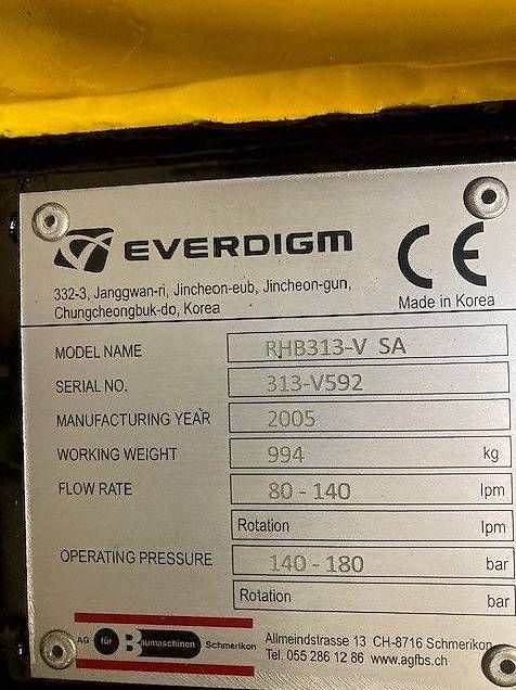 Escavatori: Abbauhammer Everdigm / Hanwoo Typ RHB 313-V SA – Usato da Rothenthurm venduto da FHS6418 5