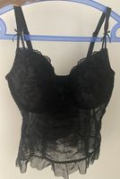 schwarzes Corsagen-Top, L