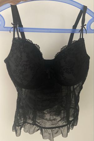 schwarzes Corsagen-Top, L