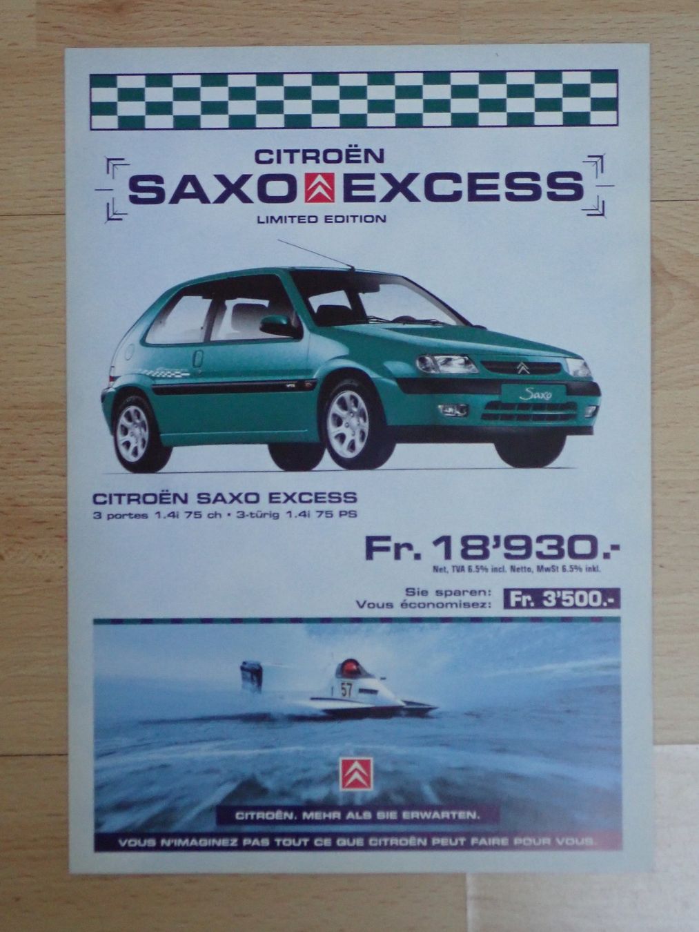 Citroën Documenti: Citroen Saxo Excess - Schweizer Prospekt - P1509 – Usato da Winterthur venduto da 602ccm