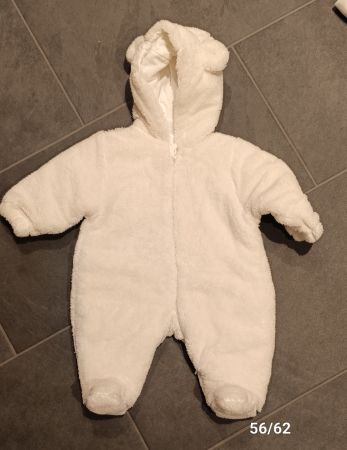 Baby Overall, Teddy Plüsch, Gr. 56/62, Weiss, Winter!