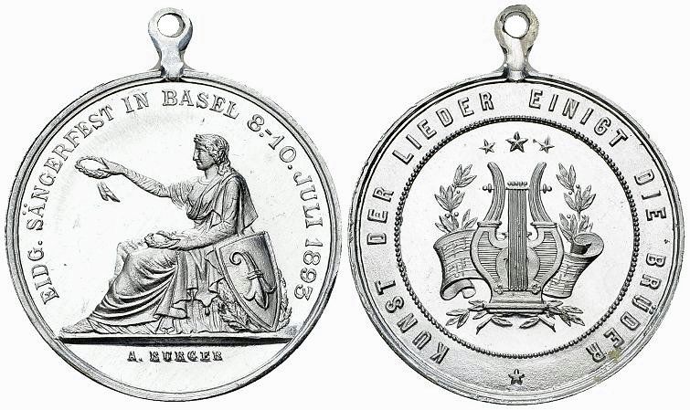 Medaillen: Basel - Eidg. Sängerfest 1893 – Gebraucht aus Meilen von coins4sale