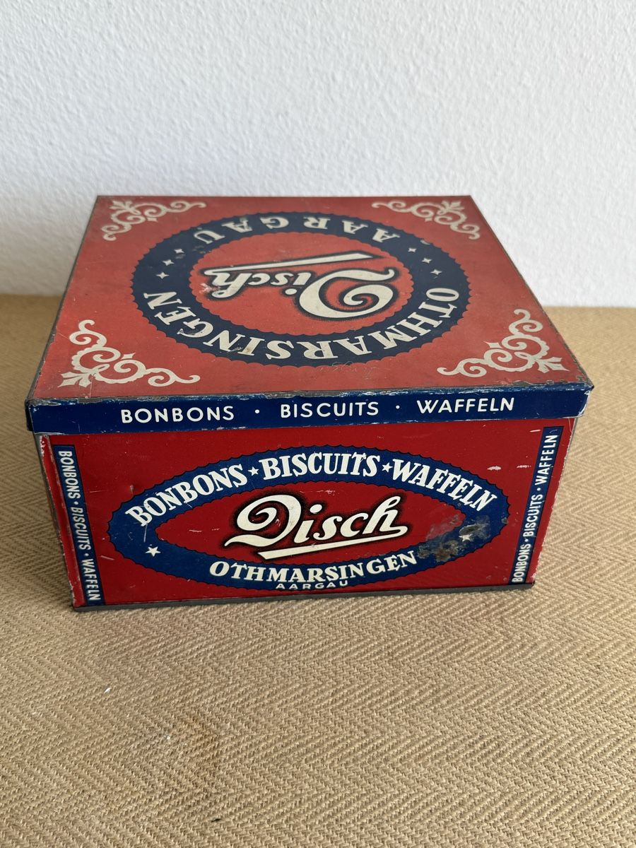 Barattoli: Antike Blechdose Biscuits Bonbons DISCH Othmarsingen   – Usato da Konolfingen venduto da petzipetz 2