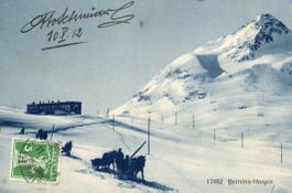Bernina - Hospiz GR  / Pferdeschlitten im Winter     um 1912