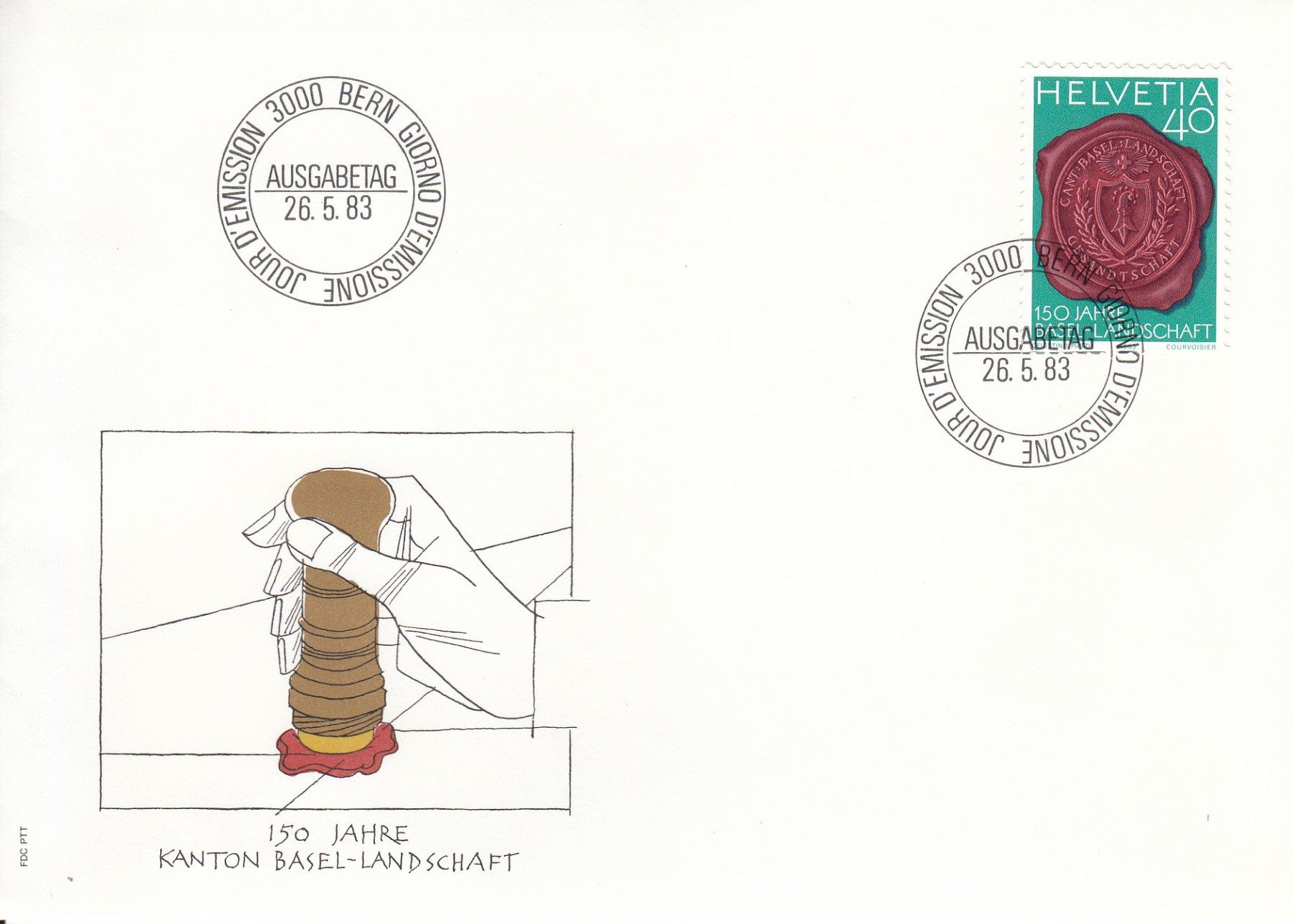 Alle Briefmarken: 1981 2 FDC 150 Jahre Kanton Basel Landschaft 1 x Viererblock – Gebraucht aus Spreitenbach von Mustang_1105 1