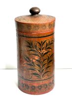 Russische Vintage Khokhloma Holzdose mit Deckel handbemalt