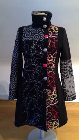 Damen Mantel gemustert schwarz bunt