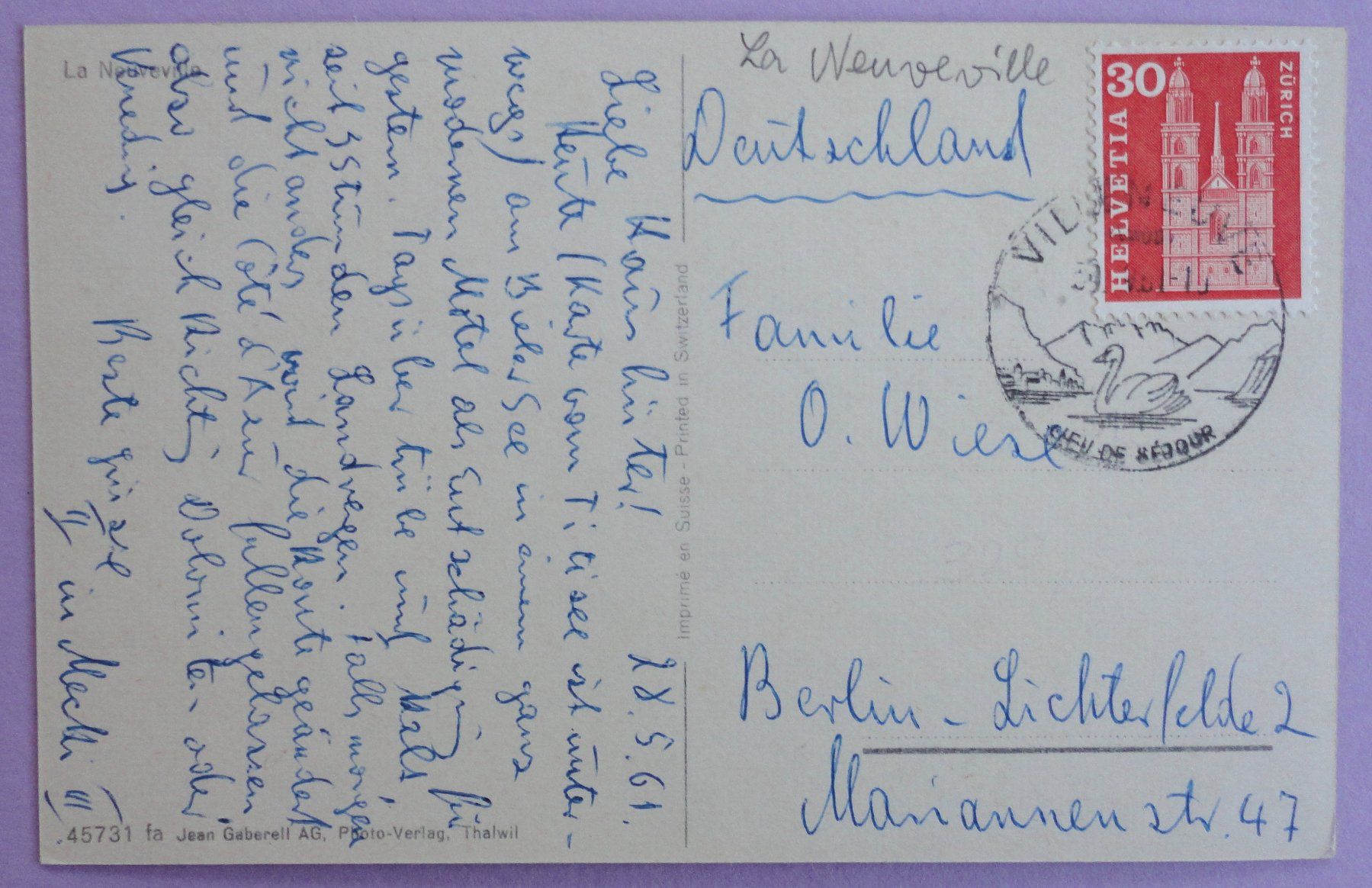 Cartoline postali: La Neuveville – Usato da Fétigny venduto da Billy2miny 1