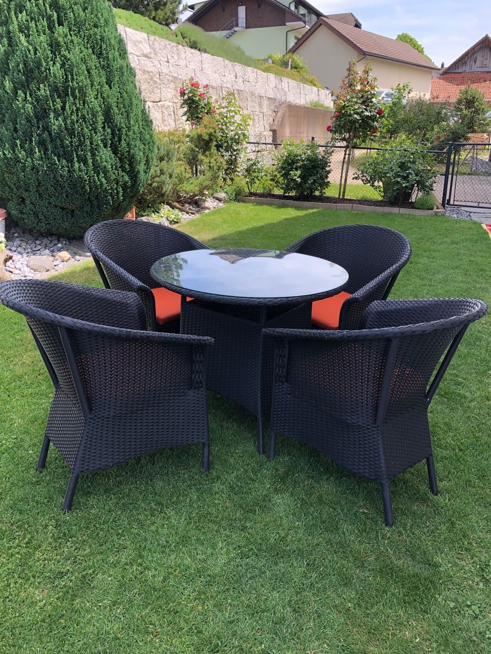Set de table et chaises: Gartentisch Polyrattan mit vier Stühlen – D'occasion à Müswangen par Strizzi2013