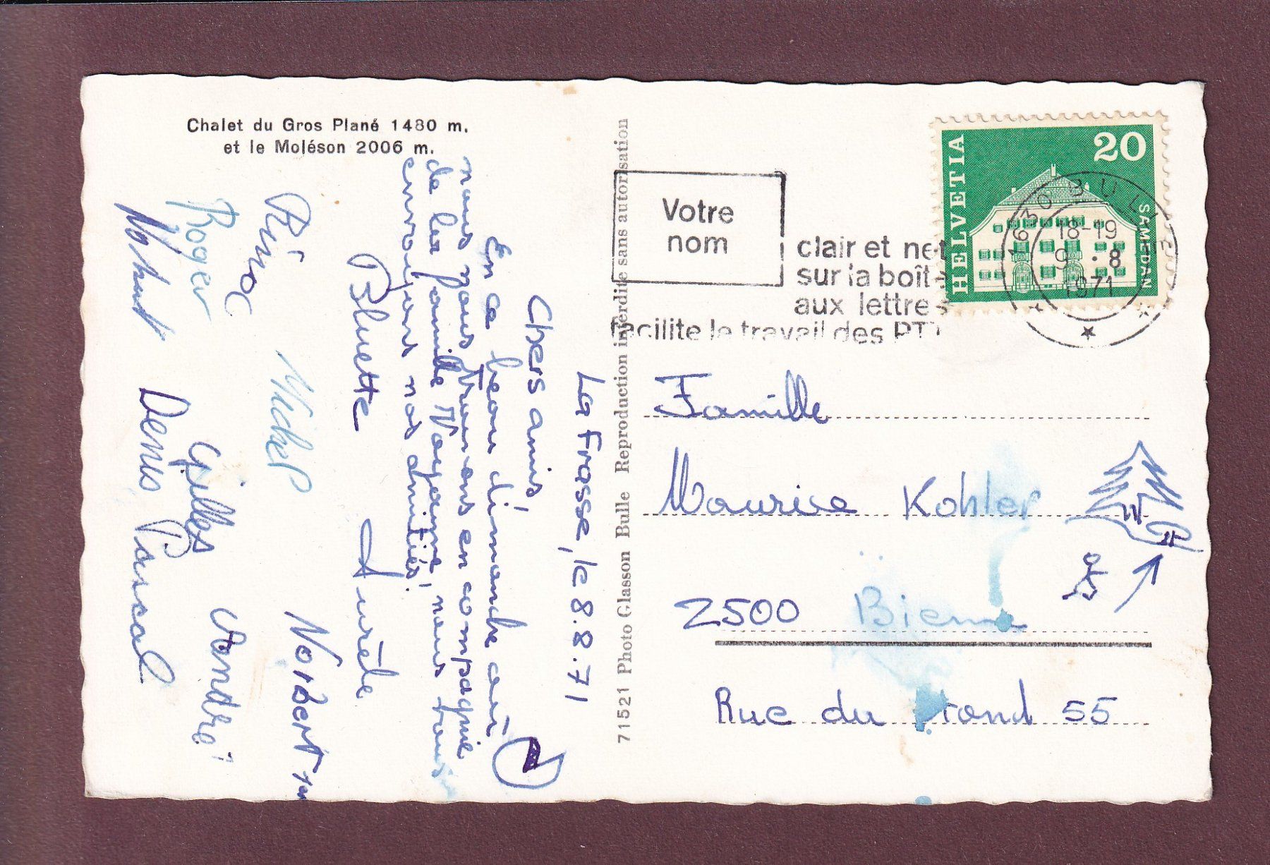 Cartoline postali: Chalet du GROS PLANE - Moléson - 1971 – Usato da Pully venduto da nicecards 1