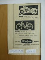 Motorrad NSU " MAX " Zeitungsinserat von 1955