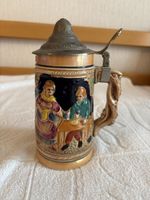 Antiker Bierkrug mit Zinndeckel