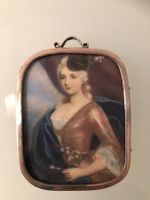 Antike Porträtminiatur einer Barock-Dame