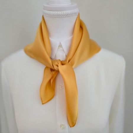 New 53cm Silk Scarf Mustard Yellow Plain Color Scarf