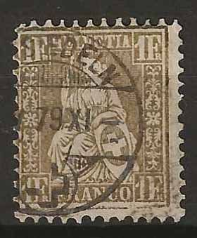 Tutti i francobolli: Ch036 - Helvetia assise 36  obl. Einsiedeln – Usato da Trélex venduto da Phil_Albert