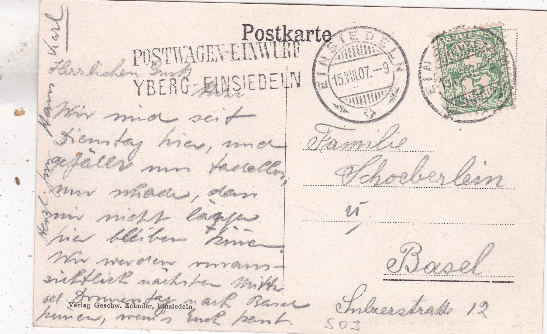 Ansichtskarten: Käsernalp mit Drusberg und Forstberg 1907 – Gebraucht aus Herisau von Lisegrat2008 1