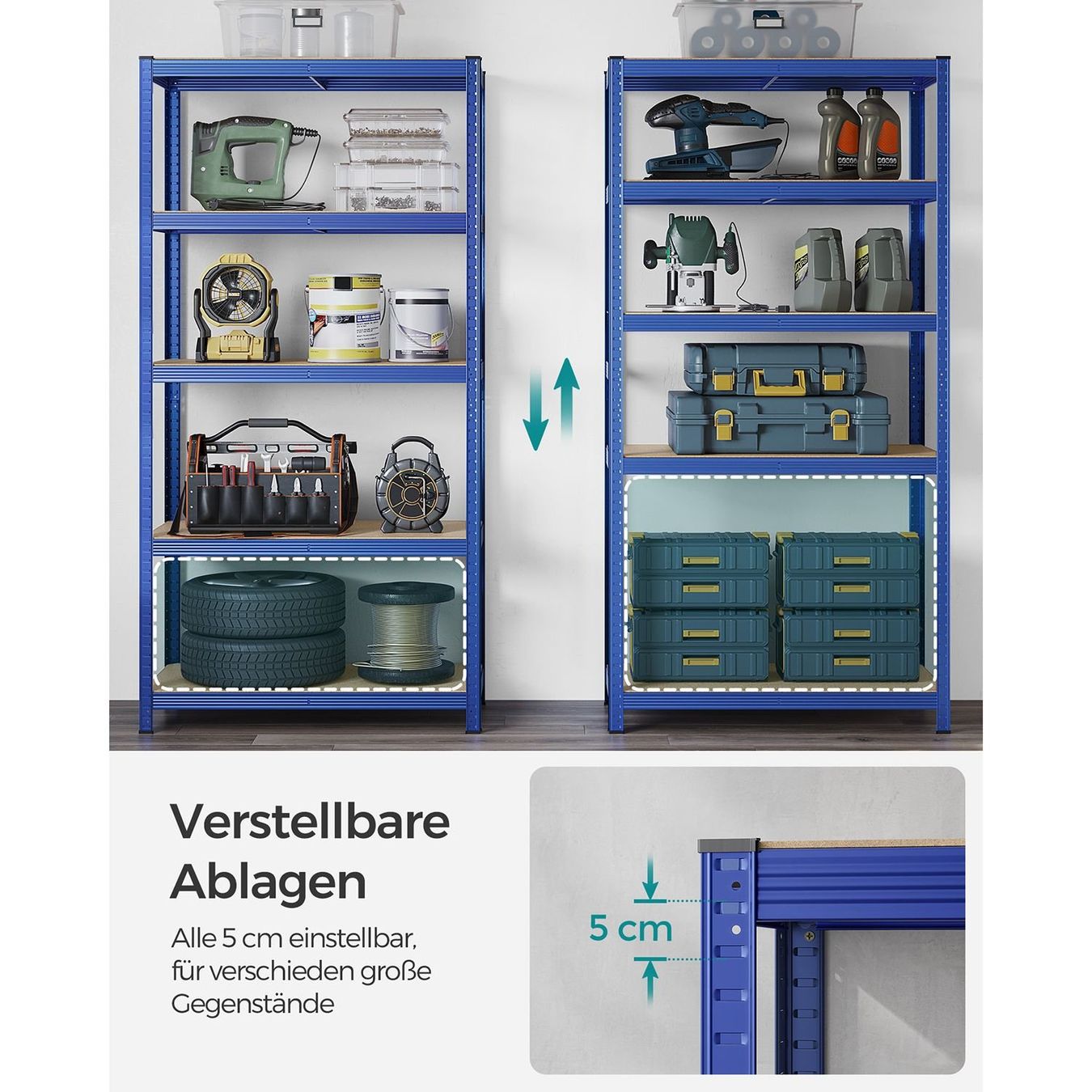 Scaffali: 2er Set Lagerregal 200 cm hoch blau – Nuovo e nell'imballaggio originale da Lachen SZ venduto da MAMORU-MOEBEL 3