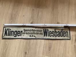 Schild Klinger Spezial-Fahrzeuge Wiesbaden D.P.a. guter Zust