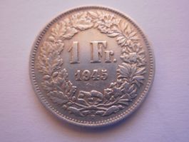 1 Fr. 1945  silber  gute Erhaltung