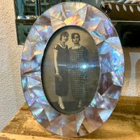 ART DECO FOTORAHMEN METALL VERCHROMT PERLMUTT FRANCE,1930