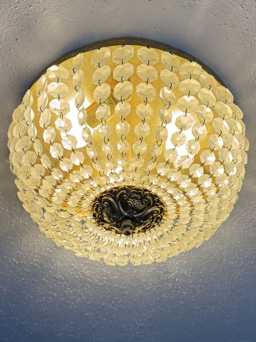 Lampadari & plafoniere: Deckenleuchte Messing mit Kristallbehang 40 cm rund – Usato da Schlieren venduto da Eldi84 3