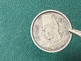 Seltene silber münze Ägypten 1937 (RS 1357) mit Sultan.