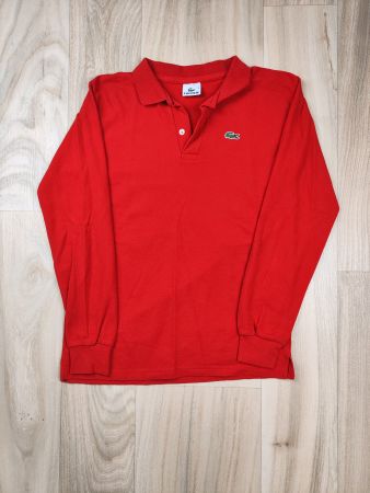 LACOSTE | polo rouge manches longues logo | taille M homme