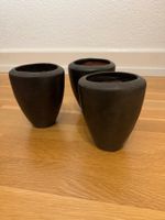 3 handgemachte Keramik Übertöpfe Anthrazit