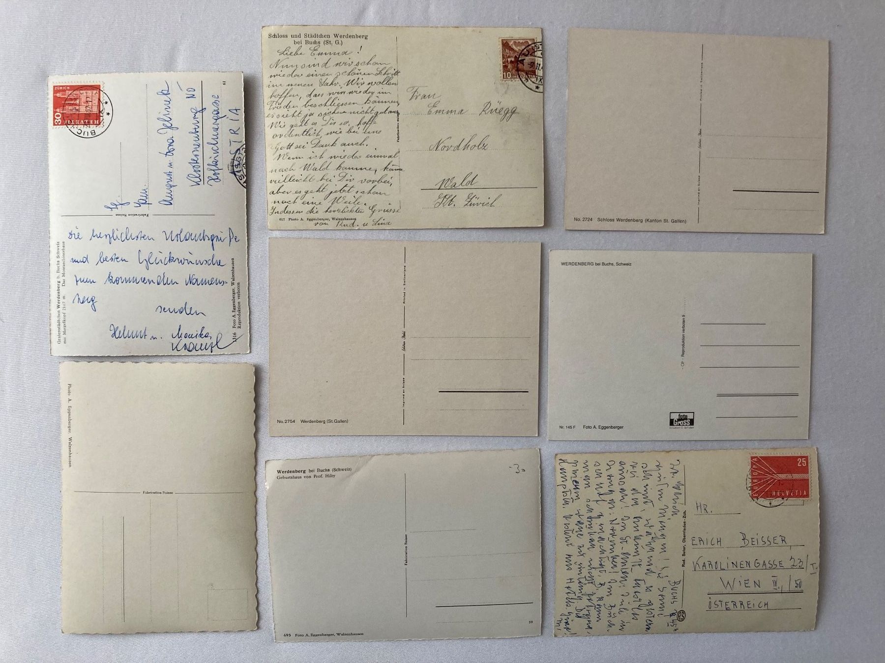 Cartoline postali: 8 AK Werdenberg – Usato da Zürich venduto da Tolima194 7
