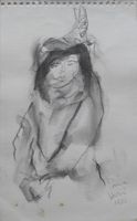Pierre Spori 1923 – 1989 Portrait Dame mit Hut