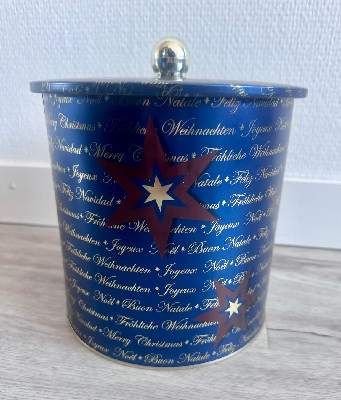 Tutte le decorazioni: Blechdose Keksdose mit Knauf Guezlidose blau gold – Usato da Rickenbach b. Wil venduto da sunneschii_ 4