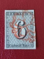 Zürich 1843, Nr. 2W - Kantonalpost 6 Rp. Schwarz 