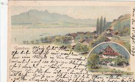 Gunten-Künstler-Litho signiert CB-Karte gelaufen 1899