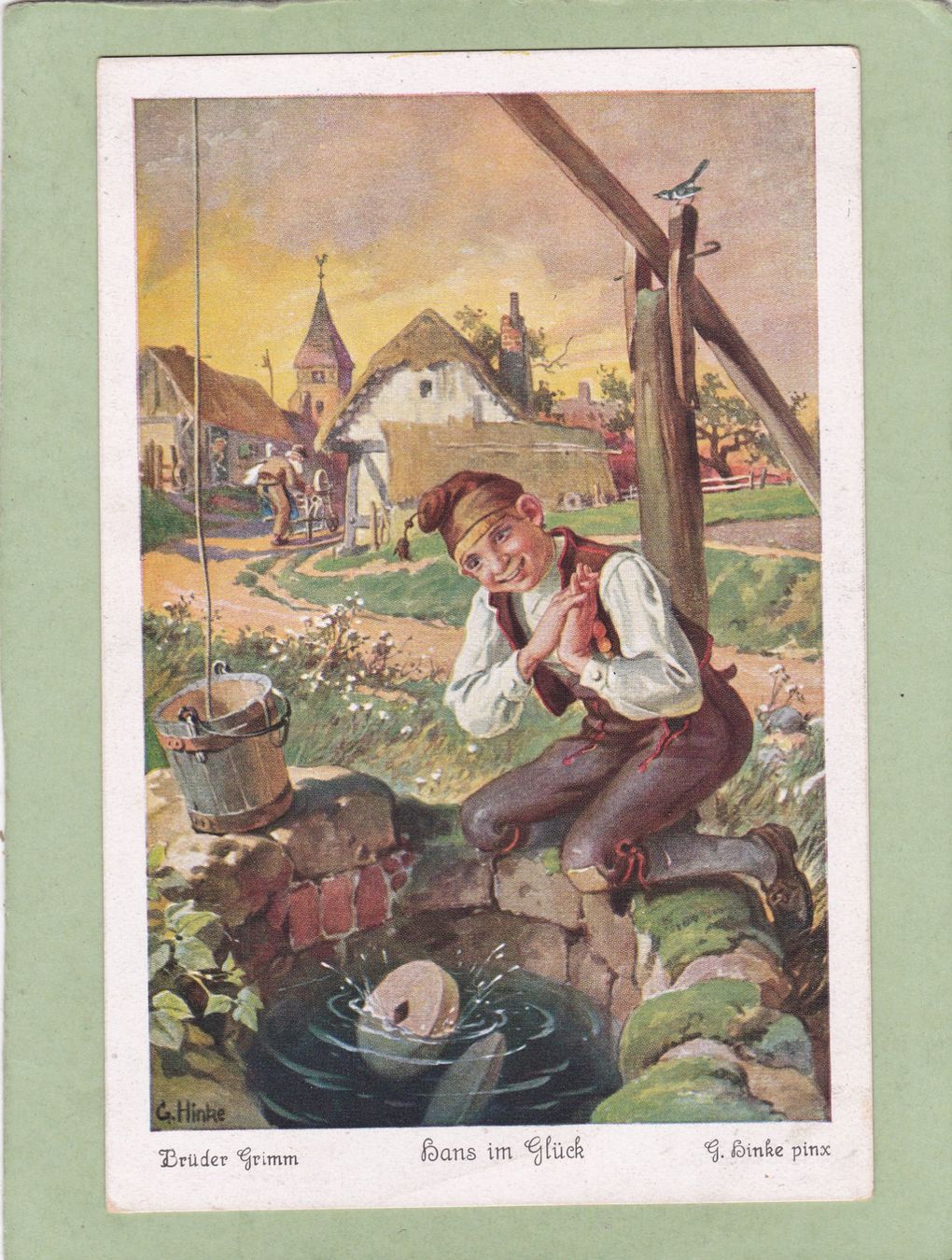 Cartoline postali: Kitsch Kunst Märchen Brüder Grimm Hans im Glück – Usato da Herisau venduto da Lisegrat2008